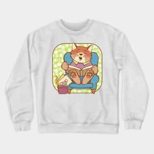 Cat and Mouse Read a Funny Book Crewneck Sweatshirt